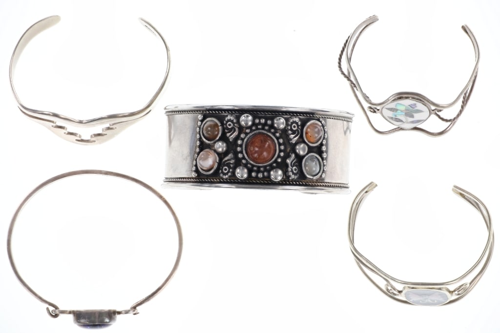 Mexican Sterling & Alpaca Silver Bracelets (5) (1 of 14)