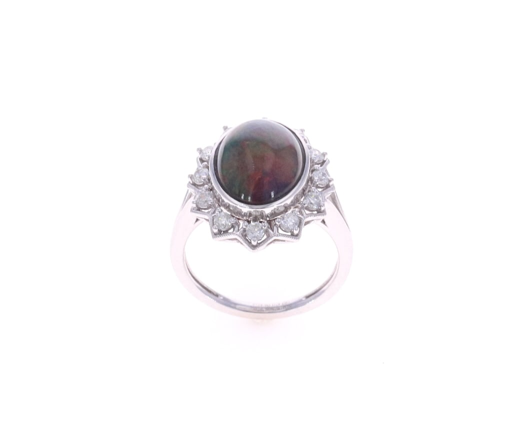 Black Opal, Diamond & Platinum Ring w/ Documents - 2