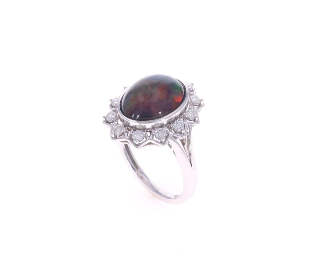 Black Opal, Diamond & Platinum Ring w/ Documents - 3