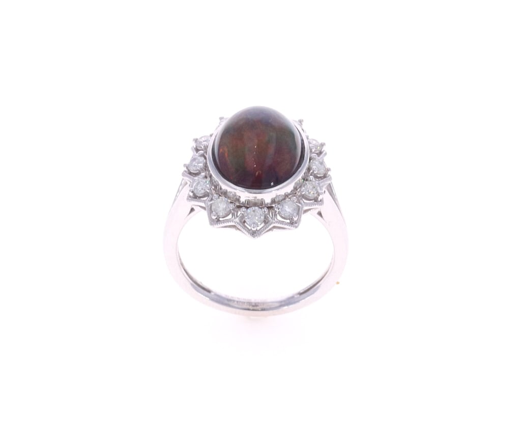 Black Opal, Diamond & Platinum Ring w/ Documents - 6