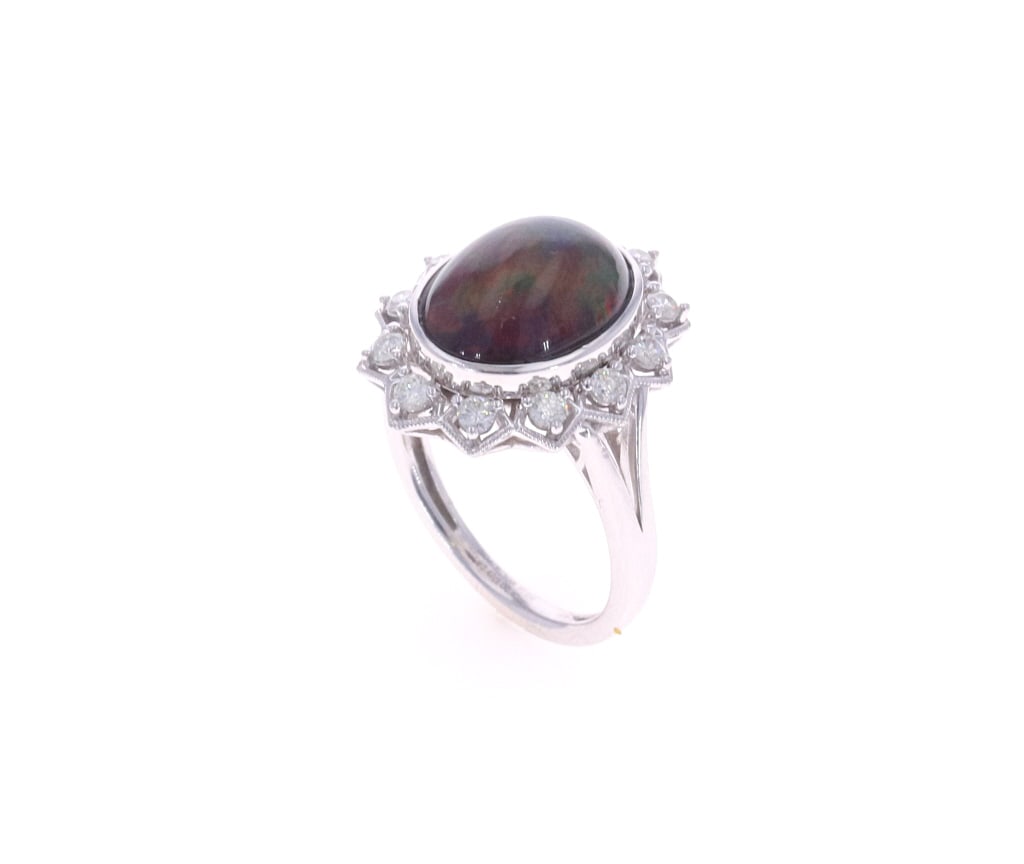 Black Opal, Diamond & Platinum Ring w/ Documents - 7