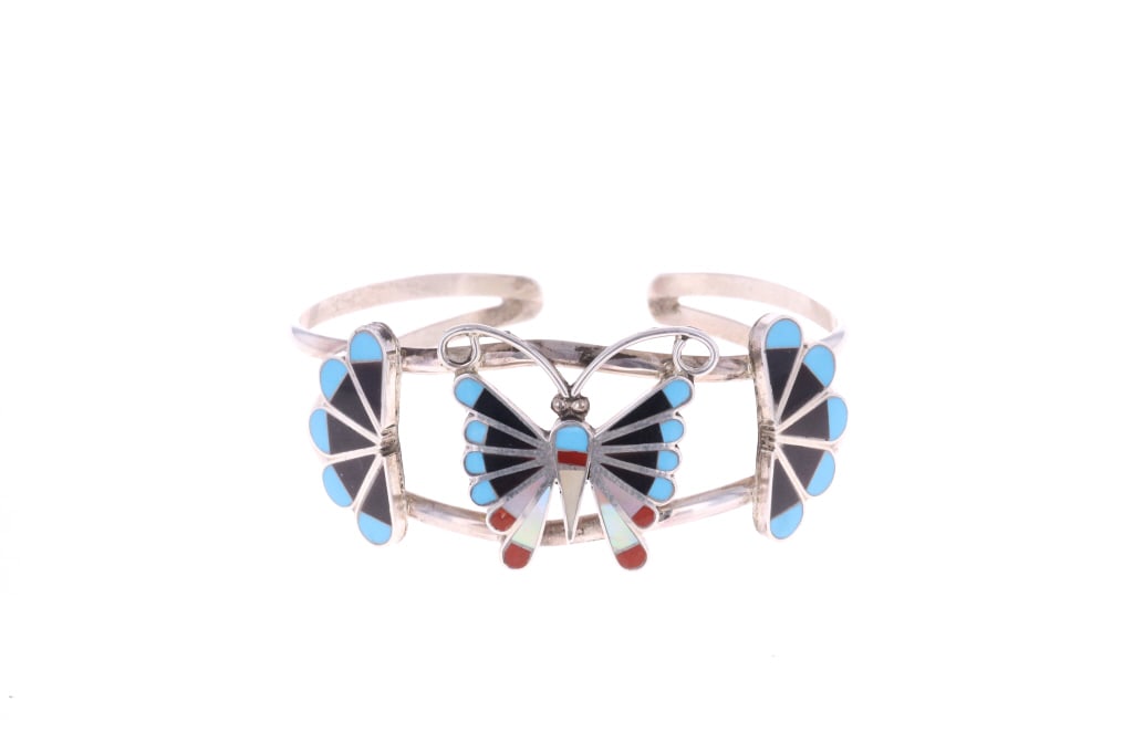 Zuni Adrian Wallace Butterfly Inlay Cuff Bracelet (1 of 8)