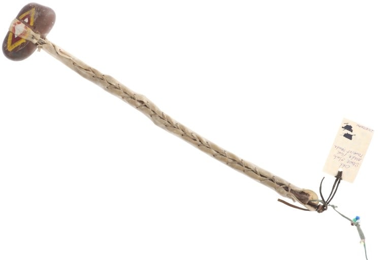 Plains Indians Polychrome Parfleche Stone War Club (1 of 11)