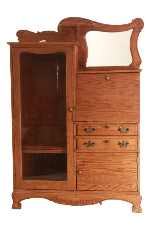 Victorian Era Oak Side by Side Mirror Writing Desk (1 of 12)