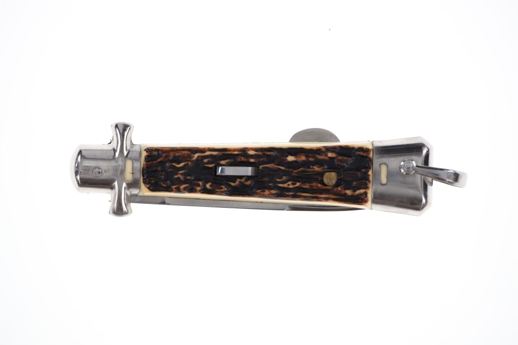 Bargeon Inox French Stiletto Switchblade Faux Stag (1 of 6)