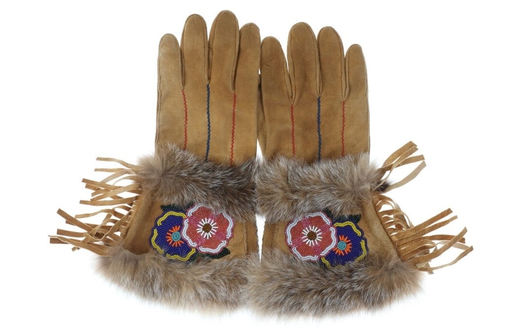 Ca. 1964 Cree Moose Hide Beaded Gauntlets (1 of 9)