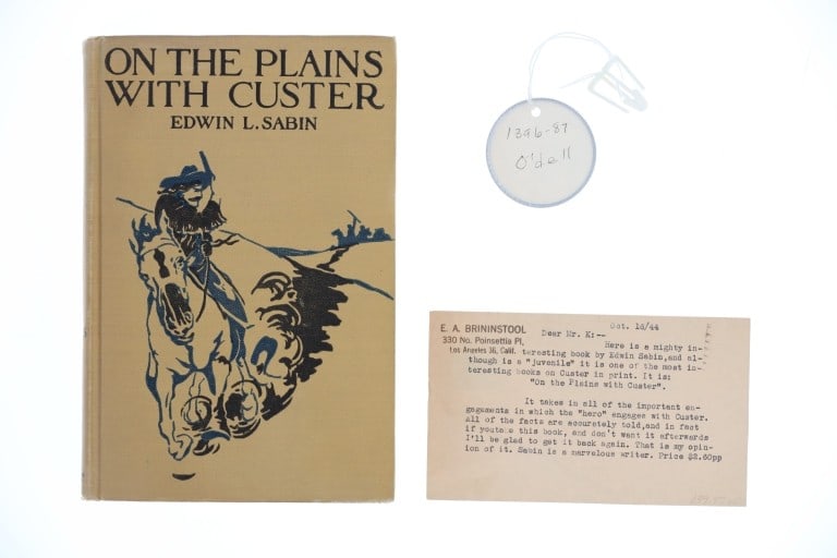 1st Ed. "On The Plains With Custer", E. Sabin 1913: Featured in this lot is a First Edition of "On The Plains With Custer", by Edwin L. Sabin, 1913. From the ex-C.M. Russell Museum Great Falls, Montana and John Kleinschmidt collections / O?Dell