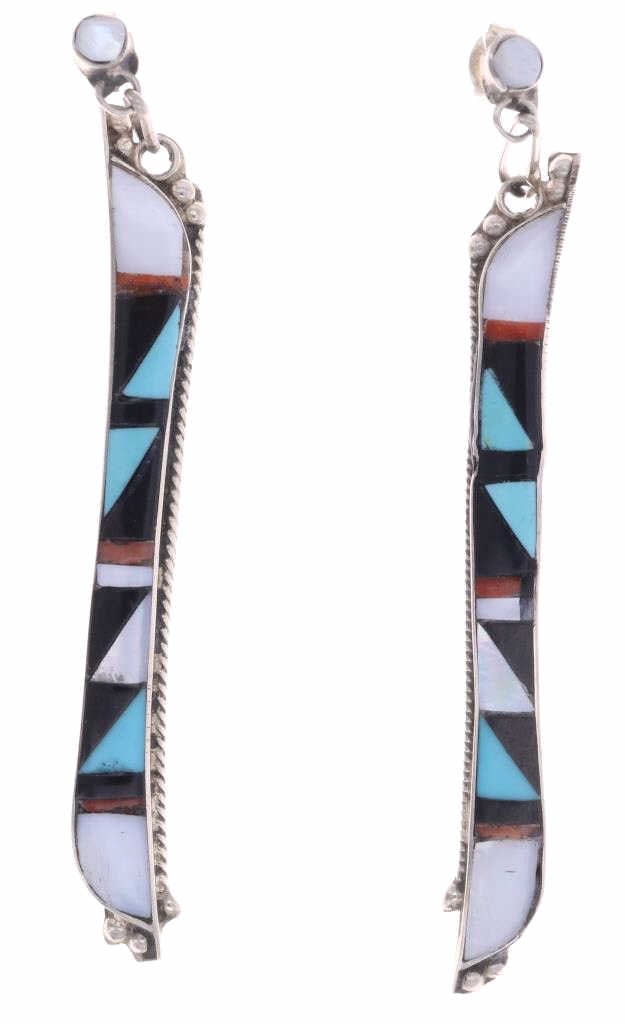 Navajo Lester Jackson Multi-Stone Inlay Earrings (1 of 4)