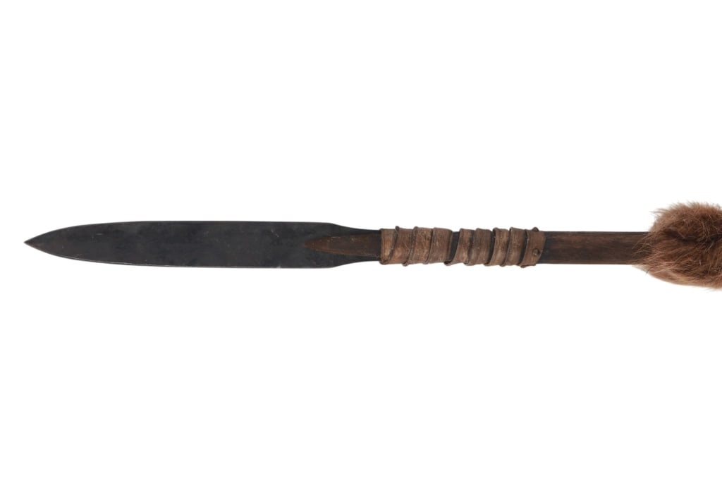 Chippewa Cree Parfleche Wrapped War Lance - 2