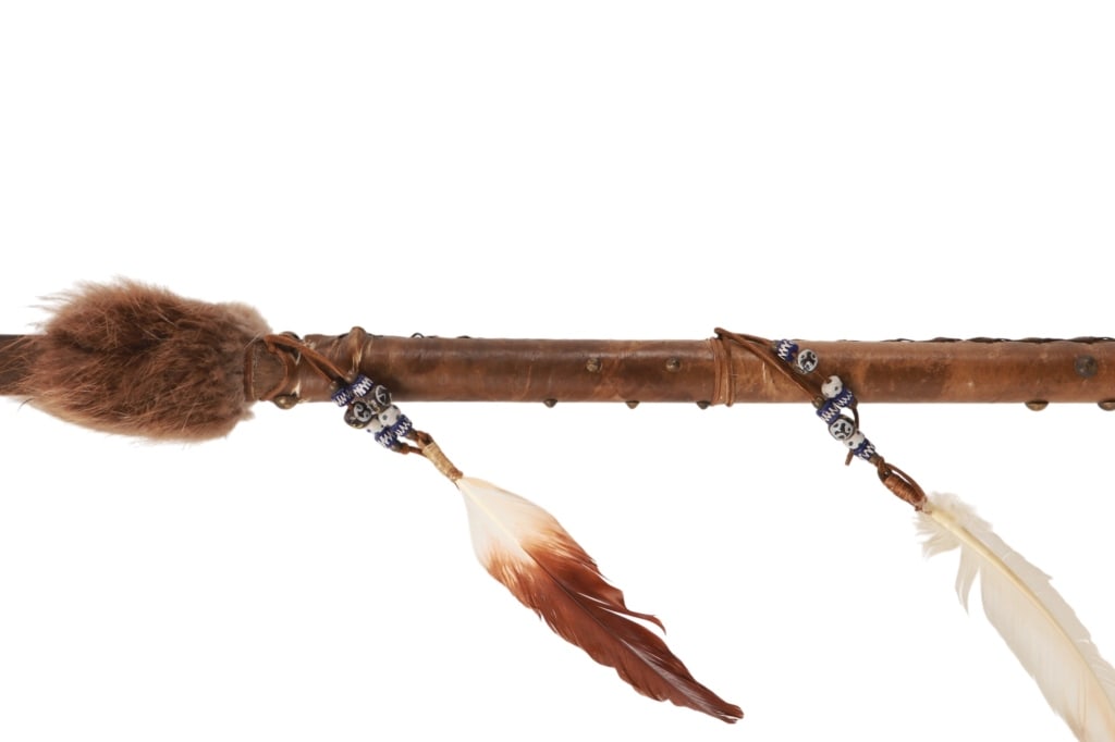 Chippewa Cree Parfleche Wrapped War Lance - 3