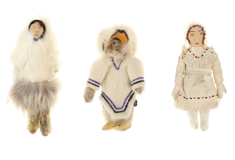 C. 1950 Inuit Eskimo Seal Skin & Caribou Dolls (3): TBA