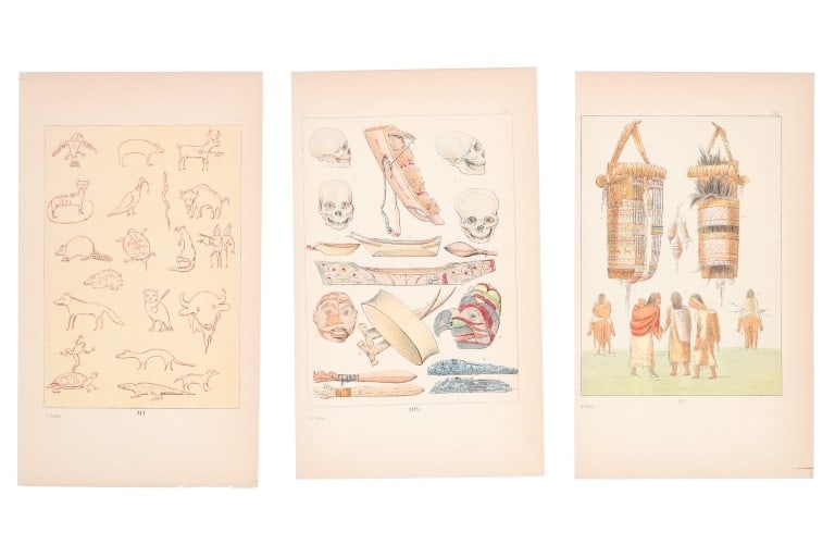 George Catlin Hand Tinted Native Etchings (9) - 2