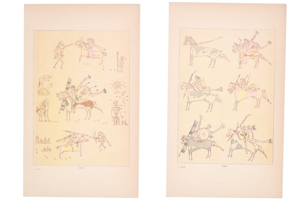 George Catlin Hand Tinted Native Etchings (9) - 5