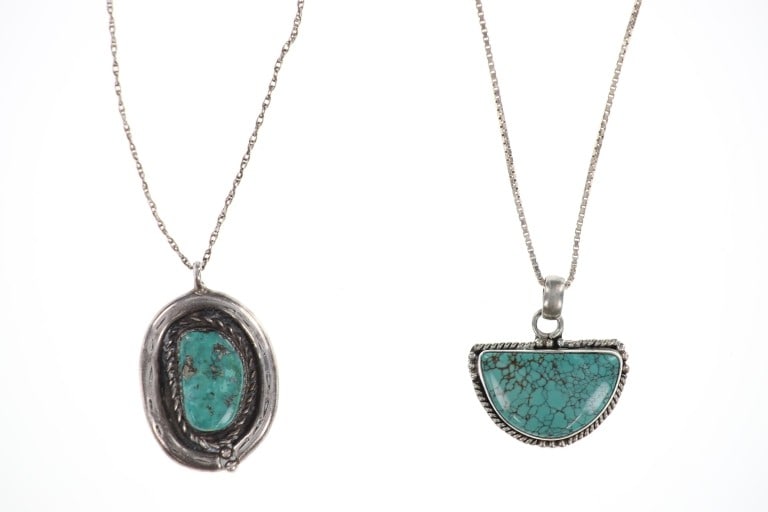 Navajo Sterling Silver #8 Turquoise Necklace Pair (1 of 8)