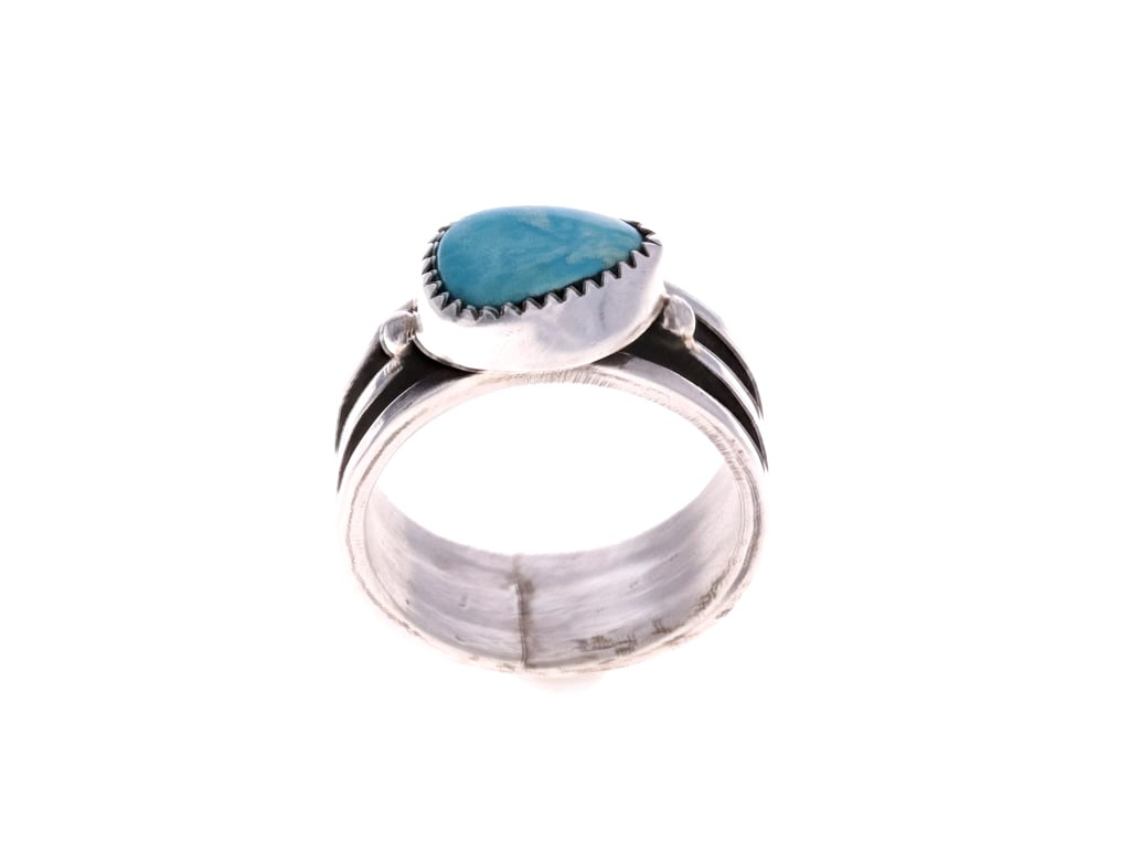 Navajo H. Tsosie Sterling & Fox Turquoise Ring (1 of 8)