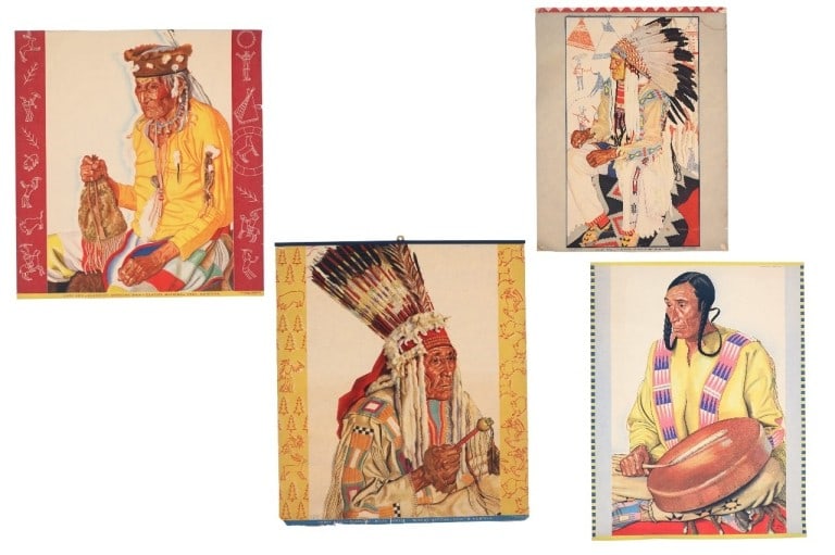 Great Northern RR W. Reiss Calendar Toppers (4): For your consideration are four, Winold Reiss Great Northern Railway calendar toppers from original Empire Builder calendars from the 1940s-50s. These were cut from the tops of the original Empire