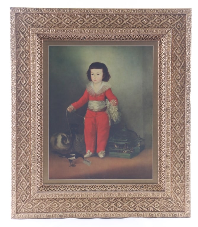 Francisco De Goya "Goya's Red Boy" Litho 1950s: For your consideration is this offset lithograph of Francisco De Goya's oil painting titled, "Goya's Red Boy", originally painted in 1787-1788, and the lithograph being published in the 1950s by The