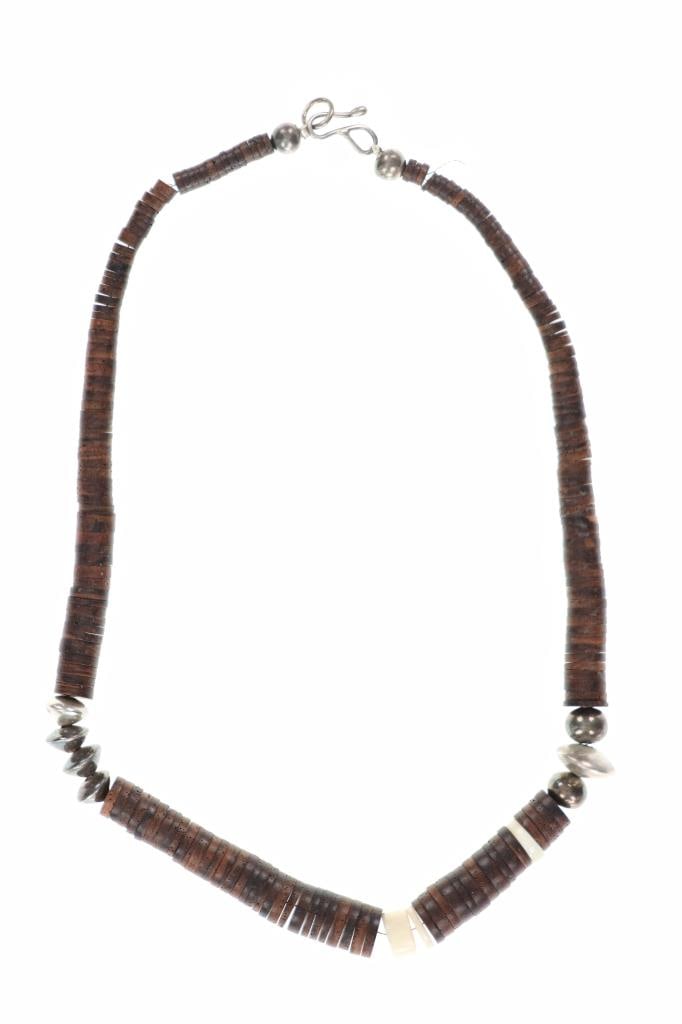 Santo Domingo Pueblo Silver, Bone & Wooden Heishi (1 of 6)