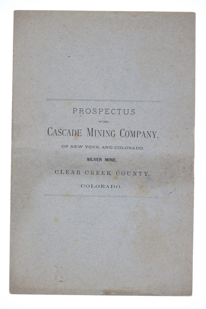 Prospectus of the Cascade Mining Company Booklet (1 of 4)