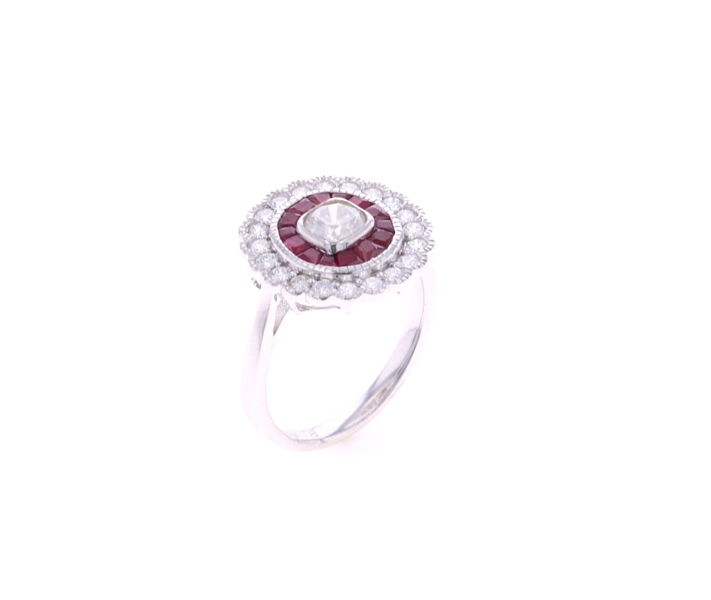 Art Deco Style Diamond & Ruby Ring - 4