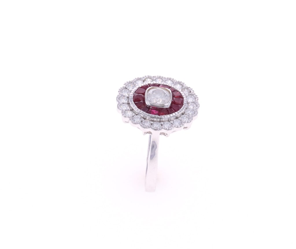 Art Deco Style Diamond & Ruby Ring - 7