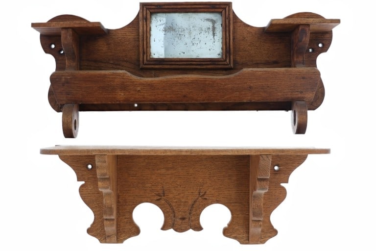 Quarter Sawn Oak Wall Mount Shelf Late 19th C. (2) (1 of 10)