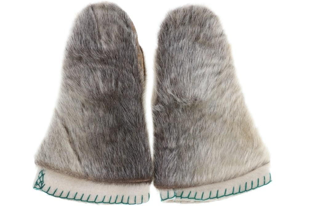 Alaskan Seal Skin and Leather Mittens, 1970s-1980s (1 of 6)