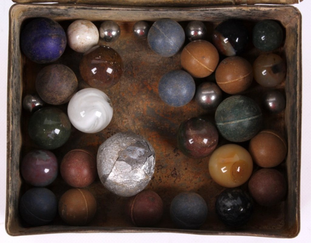 Antique Collection of Marbles in Edwards Tin - 2