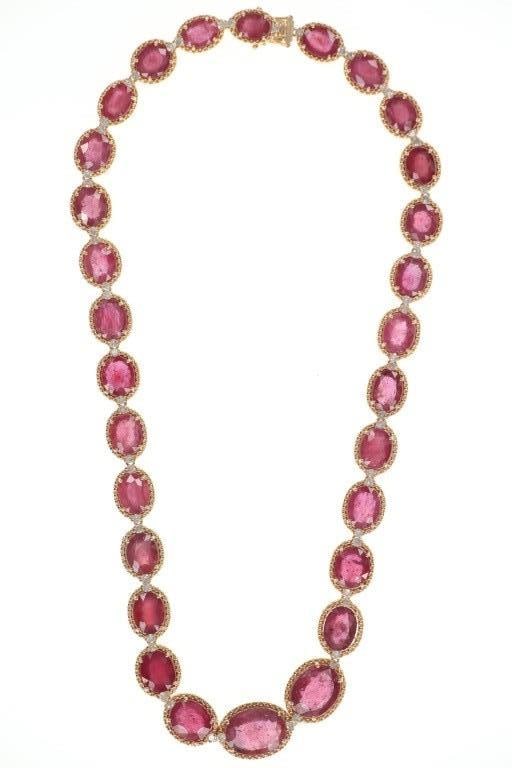 Stunning Natural Ruby Corundum & Diamonds Necklace (1 of 6)
