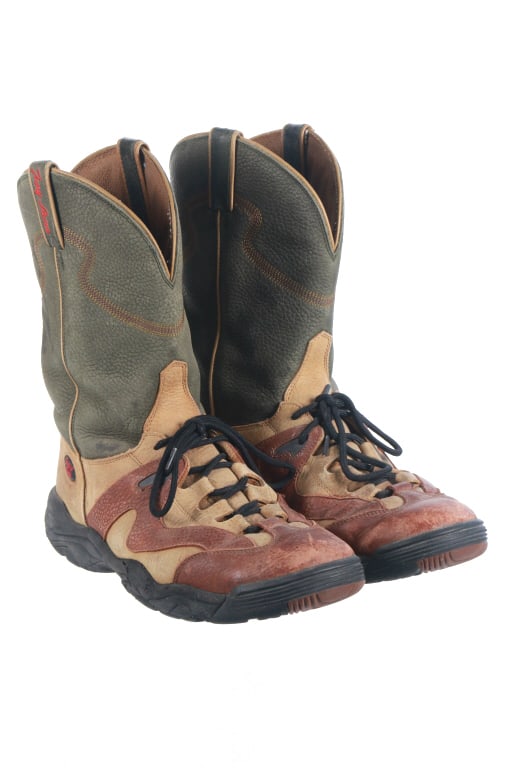 Tony Lama Cowboy Boot Sneaker Teny Lama Shoes: Featured in this lot is a Rare pair of Tony Lama Cowboy Boot Sneakers also known as Teny Lama. The "Teny Lama" by Tony Lama is an iconic, vintage hybrid footwear line introduced in 1984 that combined 