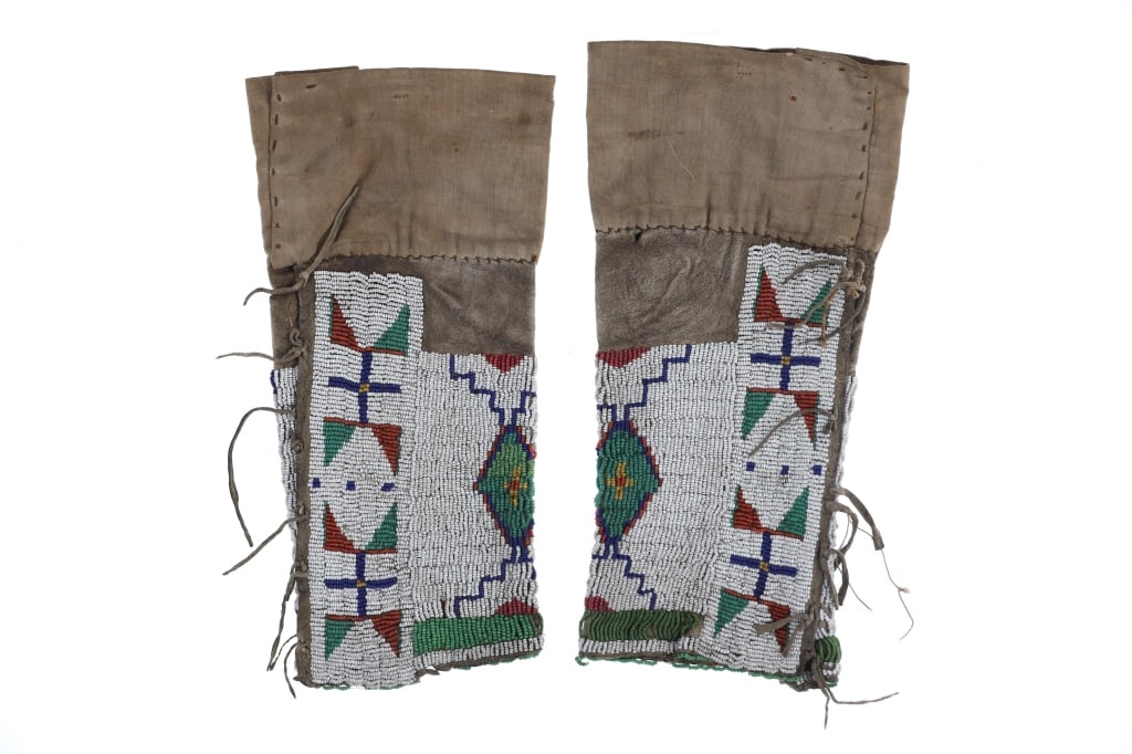 ca. 1870 Cheyenne Beaded Buffalo Hide Leggings (1 of 7)