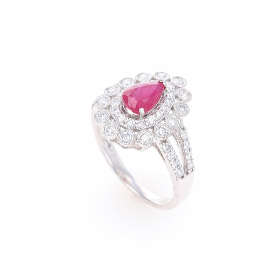 Platinum 1.33ct Ruby and 0.82ct Diamond Ring - 3