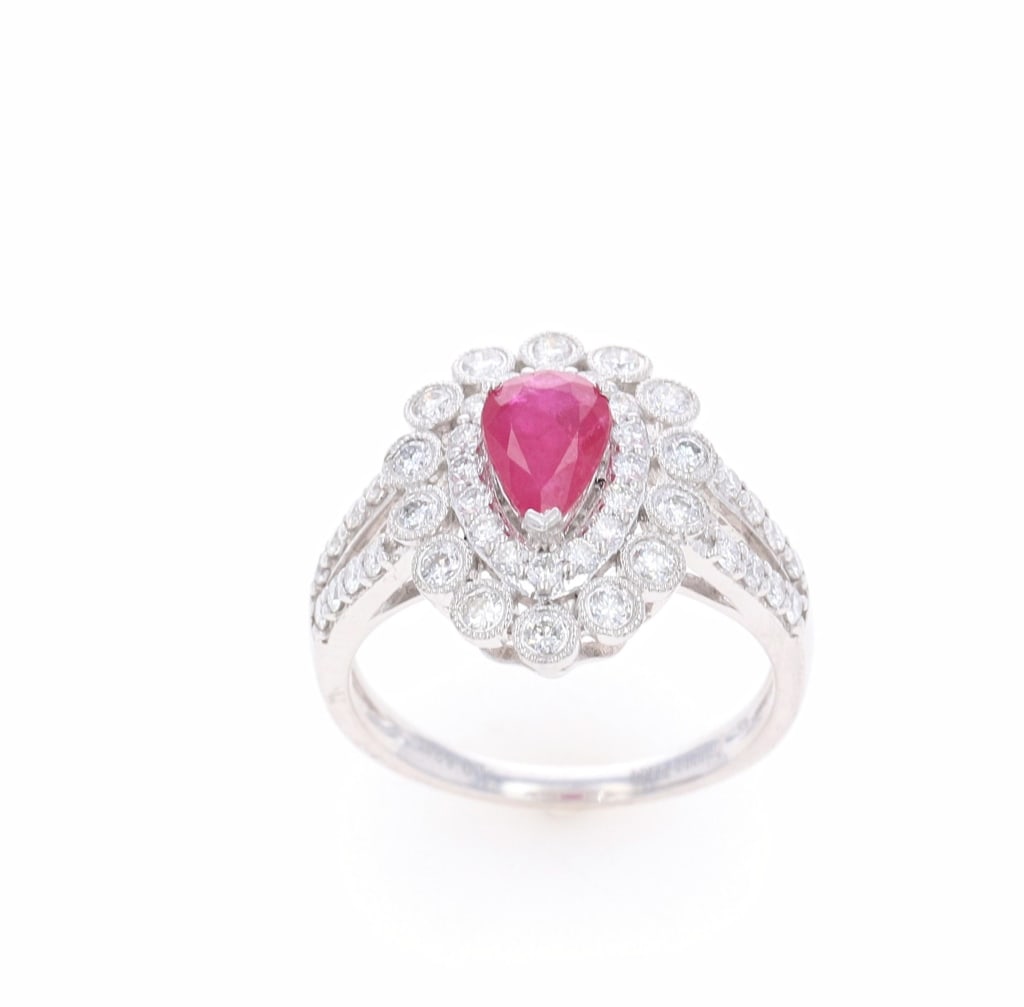 Platinum 1.33ct Ruby and 0.82ct Diamond Ring - 6