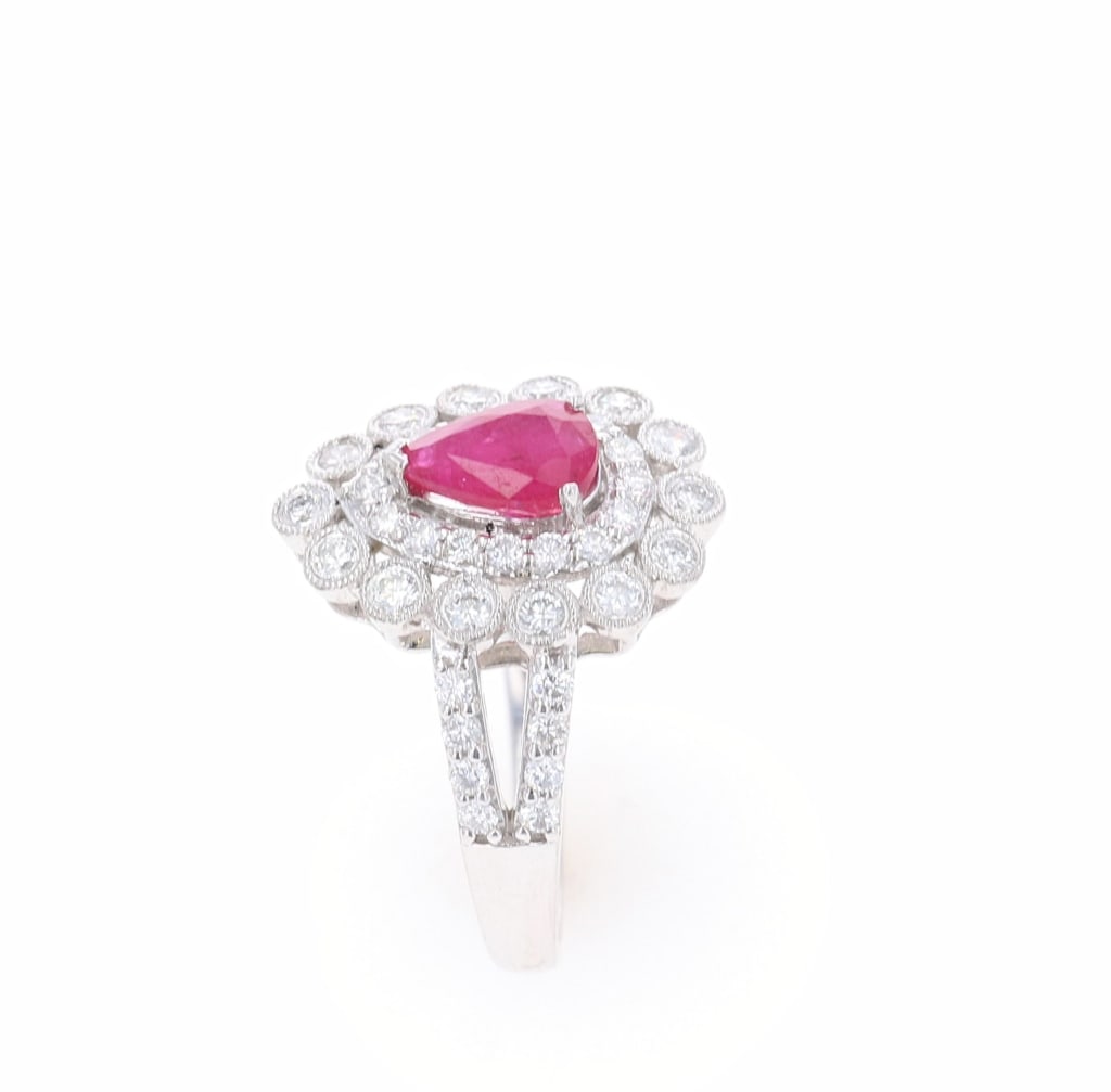 Platinum 1.33ct Ruby and 0.82ct Diamond Ring - 8