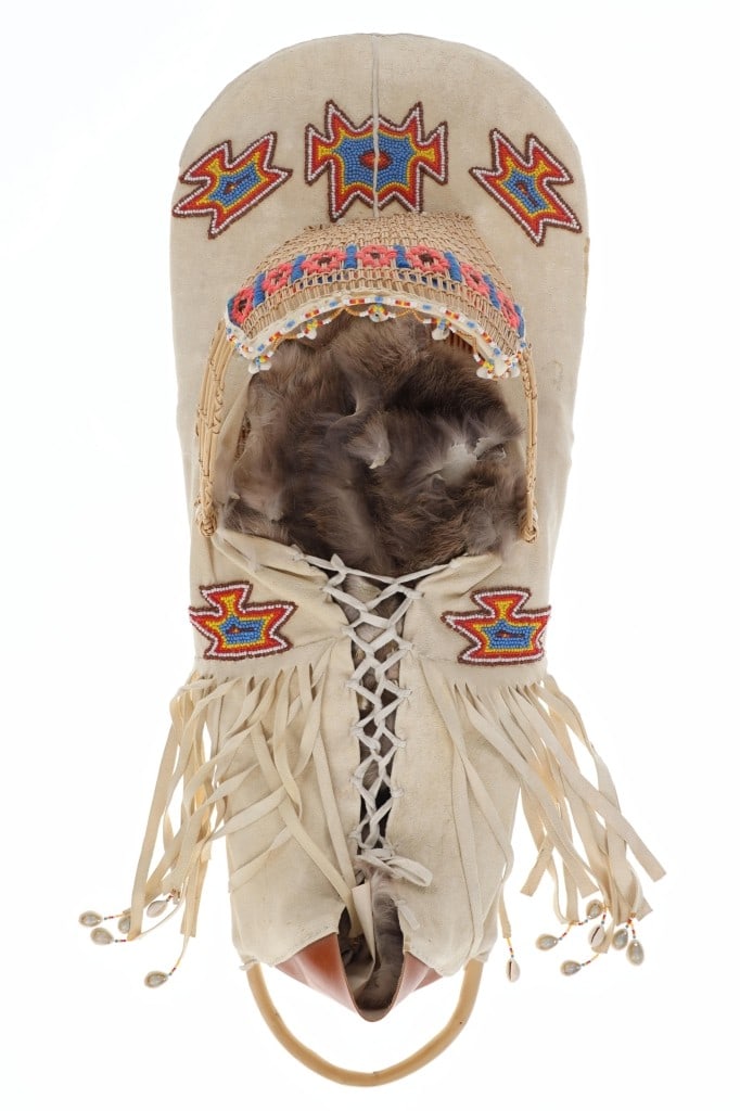 Paiute Violet Lowery Beaded Buckskin Basket Cradle (1 of 9)