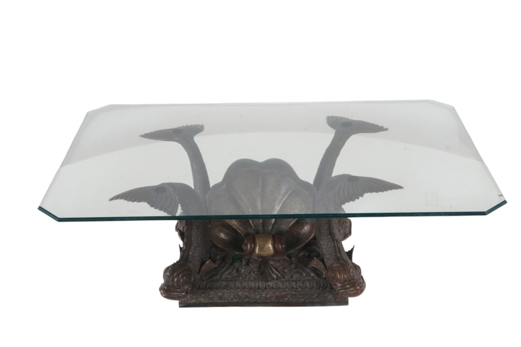 LaBarge Venetian Grotto Figural Bronze/Glass Table (1 of 20)