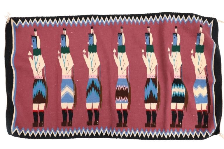 ca. 1950's Navajo Yei-be-chai Large Wool Rug: This is a fantastic and large finely woven circa 1950?s Navajo Yei-be-chai / Yeibechai wool rug. The rug features a wonderfully and professionally crafted wool construction that shows a beautifully de