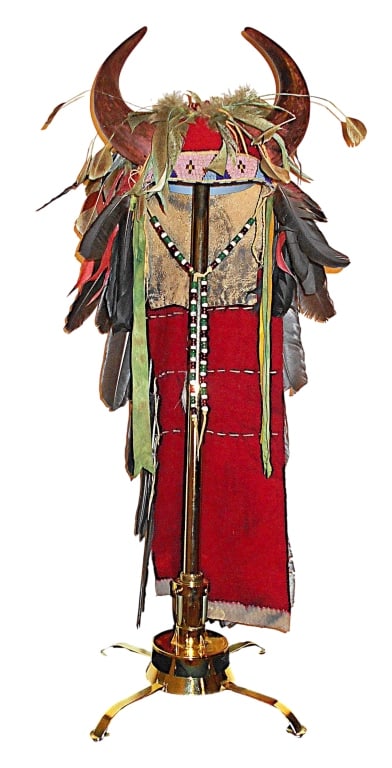 ca.1870 Sioux War Chief's Buffalo Beaded Headdress (1 of 19)