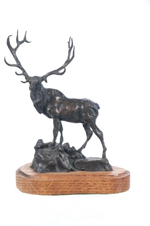 Signed Gary Schildt Bronze Bull Elk Sculpture (1 of 9)