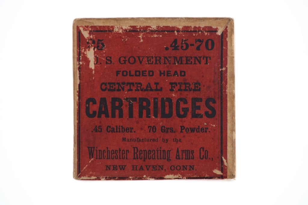 U.S. GOV Winchester .45-70 Box 25 Cartridges: Featured in this lot is this U.S. Government .45-70 box of 25 cartridges circa 1890's. This lot has 25 rounds of vintage .45-70, all black powder and all are marked WRA .45-70 U.S.G." The box is origi