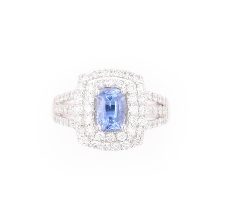 Platinum, Ceylon Sapphire and Diamond Ring: The lot features an AIGL certified Platinum, Ceylon Sapphire and Diamond Ring by Mia Klein designer with AIGL and GIA paperwork. The ring is comprised of platinum Mia Klein 26A78 with a weight of 8