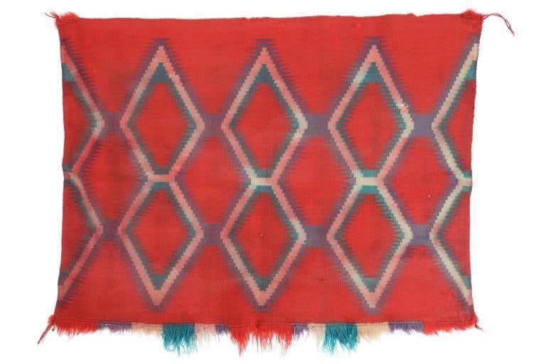 1880 Navajo Transitional Germantown Childs Blanket: Featured in this lot is this Navajo Transitional Germantown child's blanket circa 1880-1890. From the estate of Michael Denman; San Francisco. The child's blanket features a wonderfully and profession
