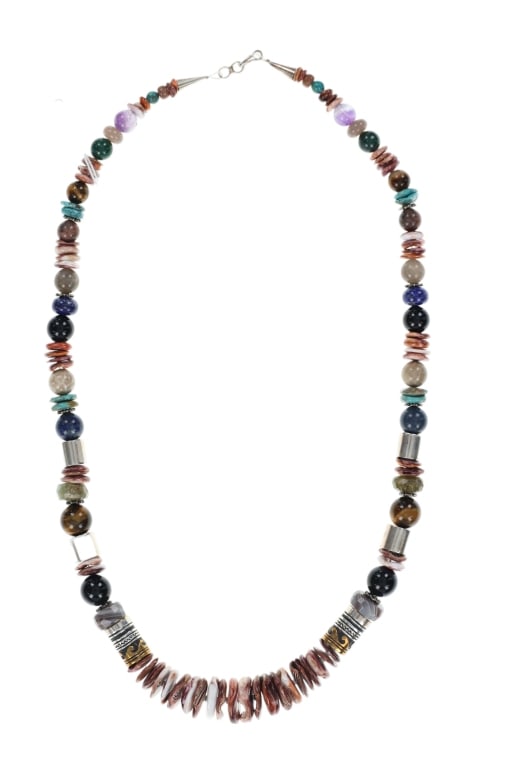 Navajo Singer Sterling Silver Multistone Necklace (1 of 6)