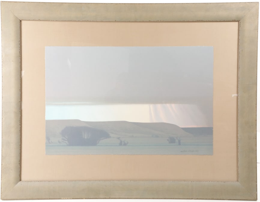 Russell Chatham Litho "Squall In Late November": Presented in this lot is an Original Russell Chatham Lithograph "Squall In Late November", Signed, 1993, Limited Edition 44/275. The piece masterfully captures the dark, shifting atmosphere of an appr