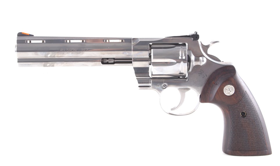 Colt Python .357 Mag Double Action Revolver & Box: Featured in this lot we have a Colt Python double action revolver chambered in .357 magnum and comes with its original carry case box. This iconic revolver is built on Colt's large I-Frame, and is fin