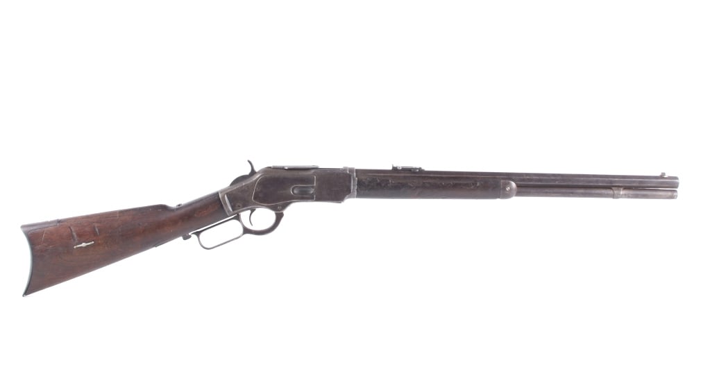 Winchester Model 1873 Frontier .44-40 Lever Rifle: FRONTIER USED 1873 .44-40 20" OCTAGON SHORT RIFLE, #544XXX, SHIPPED 1900.?This rare example is from an old Arizona collection and shows signs of its use during the Mexican Revolution (1910 ? 1920).