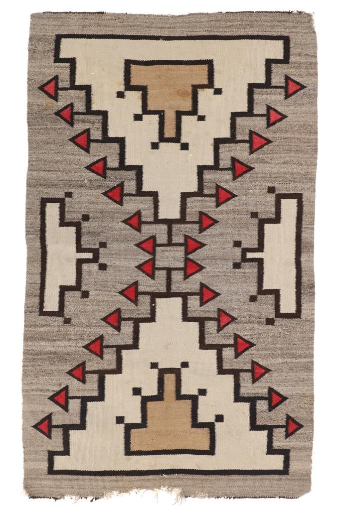 ca. 1920 Navajo Klagetoh Ganado Trading Post Rug: Featured in this lot is this Navajo Klagetoh Ganado Trading Post rug circa 1920's. The rug features a wonderfully and professionally crafted wool construction that shows a symmetrical geometric patter