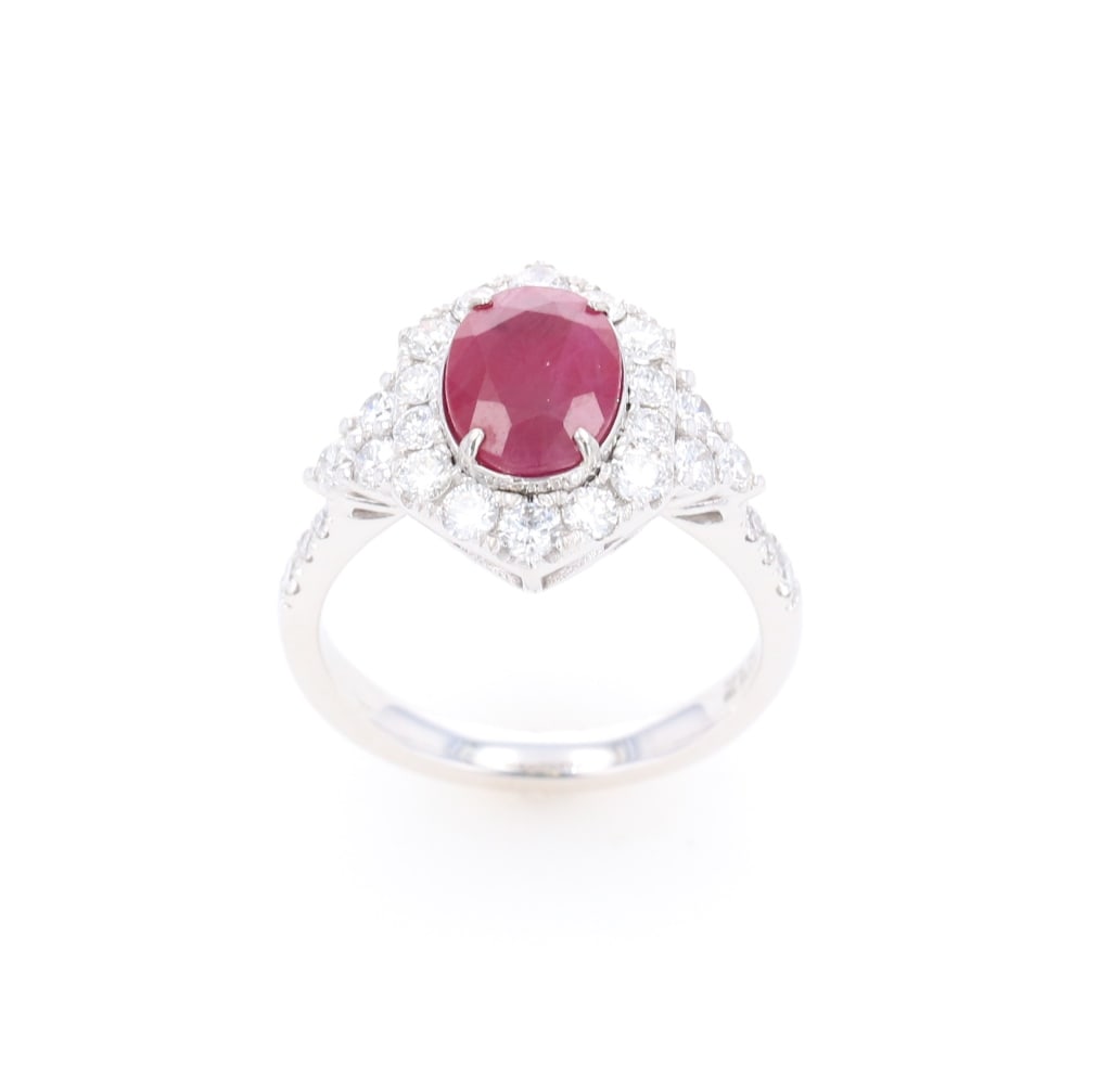 GIA RARE Burmese Ruby VS2 Diamond Platinum Ring - 2