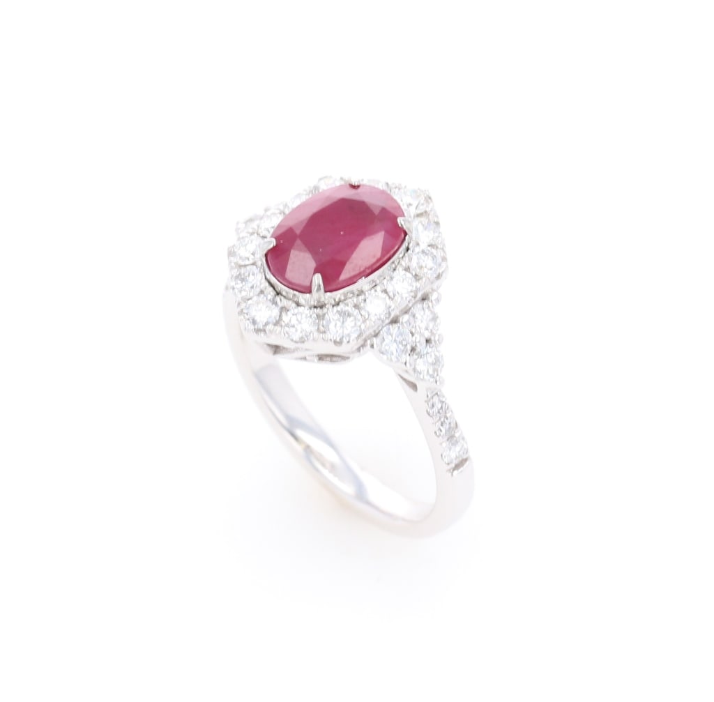 GIA RARE Burmese Ruby VS2 Diamond Platinum Ring - 3