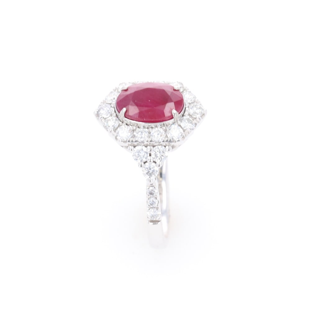 GIA RARE Burmese Ruby VS2 Diamond Platinum Ring - 4